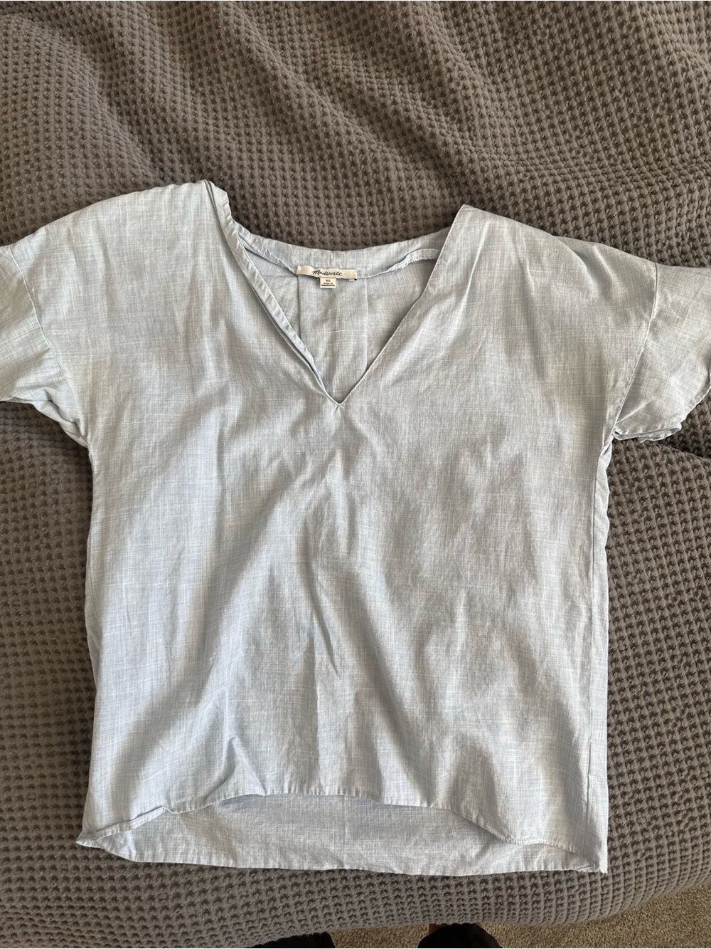 Light Denim V-Neck Women’s Top